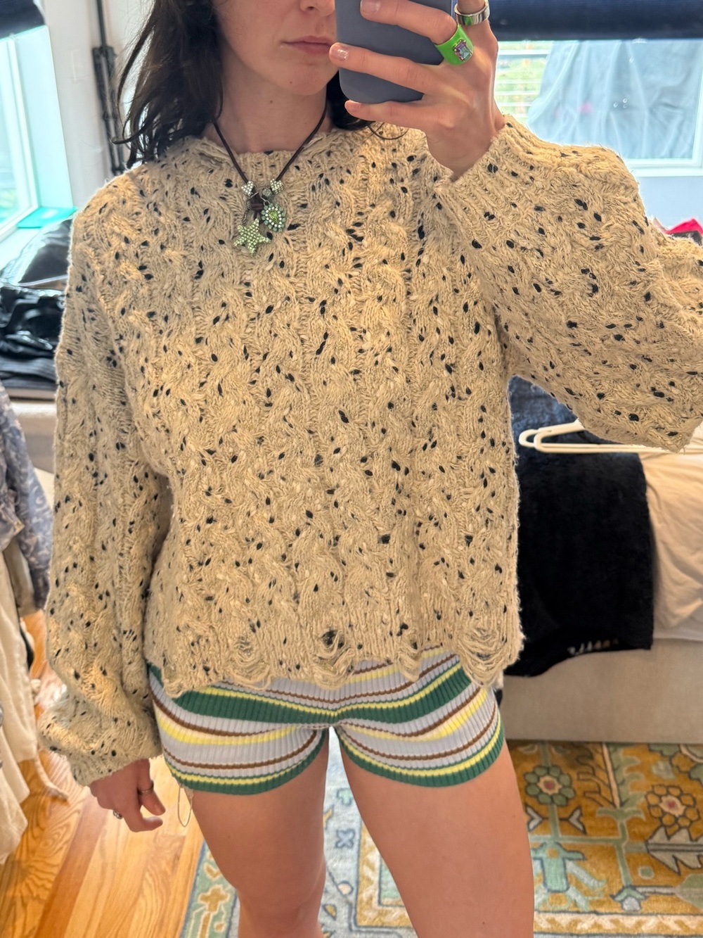 RAGA Cream Speckled Knit Pullover Sweater